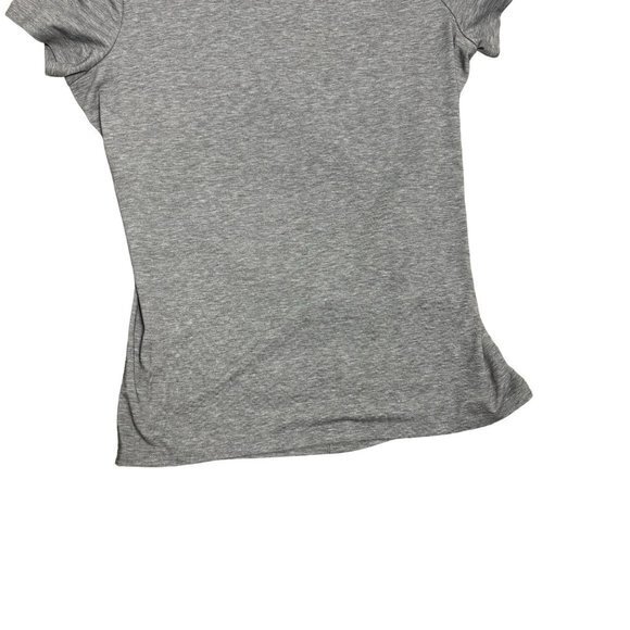 Athleta Womens Size Medium Gray Encore Short Sleeve Cinch Open Back Shirt - Picture 3 of 6